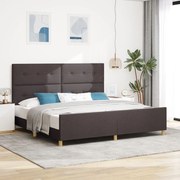 vidaXL Cadru de pat cu headboard Maro închis 200 x 200 cm țesătură