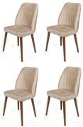 Set de scaune de sufragerie Alfa Cream and Walnut, 4 buc.