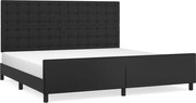 vidaXL Cadru de pat cu tăblie, negru, 200x200 cm, piele ecologică