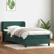 vidaXL Pat box spring cu saltea, verde închis, 80x220 cm, catifea