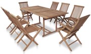 vidaXL Set mobilier exterior cu scaune pliabile, 9 piese, lemn de tec