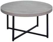 HOMCOM Masă de cafea rotundă cu efect beton ceruit din lemn și metal, Ø 80 x 45 cm, suport încrucișat | Aosom Romania