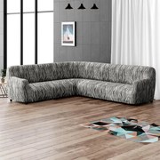 Huse bielastice UNIVERSO NOU dungi alb-negru colțar (l. 350 - 530 cm)