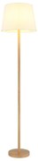 Lampadar de podea metal aspect lemn abajur textil alb JORIS