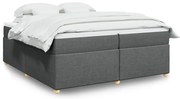 vidaXL Pat box spring cu saltea, gri închis, 200x200 cm, textil