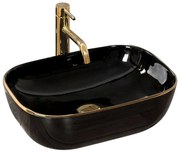 Lavoar negru/auriu pe blat Rea Belinda Black Gold 46,5 cm