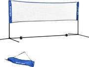 SPORTNOW Fileu de badminton, fileu portabil, înălțime reglabilă 107-155 cm, cu geantă de transport, cadru metalic, negru, albastru | Aosom Romania