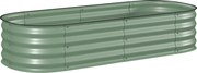 Outsunny Paturi Inaltate Galvanizate pentru Gradina, Cutie Inaltata din Metal cu Margine de Siguranta, pentru Cultivarea Florilor, Ierburilor, Verde