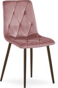 Scaun Bucatarie/Dining Fido Picioare Finisaj Lemn Culoare Nuc, Catifea Roz