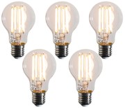 Set de 5 becuri LED inteligente E27, reglabile în Kelvin, A60, transparente, 7W, 806 lm, 1800-3000K