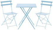 Mobilier de grădină pliabil Aldotrade Bety set albastru, masă și 2 scaune