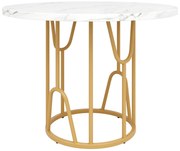 Masă rotundă pentru 4 persoane, Alb+Auriu | Aosom Romania