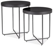 Masute de cafea ATENA GLASS set 2 buc Ø 40/45 cm, negre