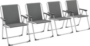 Outsunny Lot de 4 scaune pliante de gradina camping plaja cu suporturi pentru brate, tesatura Oxford, gri | Aosom Romania