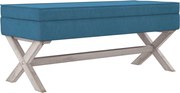 vidaXL Taburet de depozitare, albastru, 110x45x49 cm, catifea