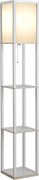 HOMCOM Lampă de Podea 40W cu 3 Rafturi Integrate și Comutator de Picior, Lampă Modernă din MDF și Acrilic, 26x26x160 cm, Alb | Aosom Romania