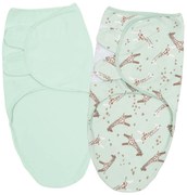 Set 2 sisteme de infasat reglabil din bumbac 0-3 luni Kidizi Giraffe Mint, 100% bumbac