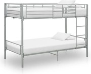 vidaXL Pat supraetajat, gri, 90 x 200 cm, metal