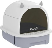 PawHut Litieră cu Capac, Tavă pentru Nisip tip Sertar cu Filtru de Carbon și Lopățică, 40,5x52x39 cm, Gri | Aosom Romania