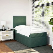 vidaXL Pat continental cu saltea, verde închis, 80x200 cm, catifea