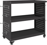 vidaXL Cărucior pentru unelte cu raft cu roata Negru 75 x 35 x 73 cm
