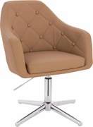 HR831CROSS Scaun Caramel Piele Ecologica Premium Soft cu Bază Cromata