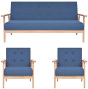 vidaXL Set de canapele, 3 piese, albastru, material textil