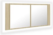 vidaXL Dulap de baie cu oglindă și LED, stejar Sonoma, 100x12x45 acril