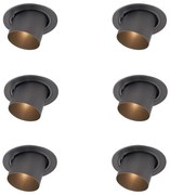 Set de 6 spoturi încastrate moderne Gunmetal GU10 50mm Rotunde Înclinabile - Installa