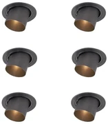 Set de 6 spoturi încastrate moderne Gunmetal GU10 50mm Rotunde Înclinabile - Installa