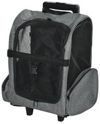 PawHut Rucsac 2 în 1 pentru Câini și Pisici cu Buzunare Laterale, Mâner Telescopic și Roți, 42x25x55 cm, Gri | Aosom Romania