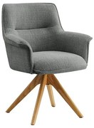 Set de 2 scaune pivotante picioare din lemn LE GRAND gri chenille