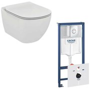 Set vas wc Ideal Standard Tesi AquaBlade cu capac soft close si rezervor Grohe cu clapeta Nova Cosmopolitan