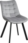 Scaun tapitat MEL, gri deschis/negru, stofa catifelata/metal, 47x56x84