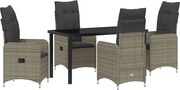 vidaXL Set de masă pentru grădină cu pernă 5 pcs Gri poliratan