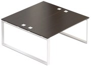 Loc de munca Creator 160 x 160 cm, baza alba, 2 picioare, wenge