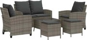 vidaXL Set mobilier grădină cu perne, 6 piese, gri, poliratan