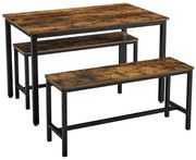 Set masă de bar TREVOR cu 2 bănci, maro/negru