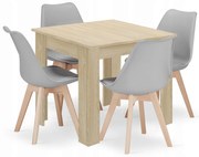 Set de masa 1 + 4, masa MADO 80x80cm stejar sonoma + scaune BALI MARK gri