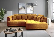 Coltar de living TIGA, sezlong dreapta, stofa clasica galben mustar -