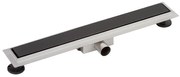 Granada scurgere de duș cu capac din sticlă neagră, 60 cm