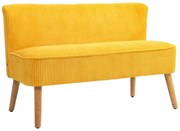 HOMCOM Canapea 2 locuri, design scandi elegant, cadru masiv din lemn, până la 150 kg, 117 x 56,5 x 77 cm, Galben | Aosom Romania