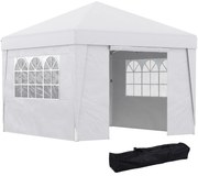 Outsunny Cort Pliabil 3x3m cu Înălțime Reglabilă, Design Pop Up, Ferestre, Alb, Perfect pentru Evenimente în Aer Liber | Aosom Romania