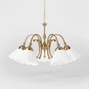 Candelabru 5 brate din alama si abajur ceramic Zefira