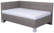 Pat tapițat MARIA PETITE 120x200 cm cu saltea și spațiu depozitare taupe