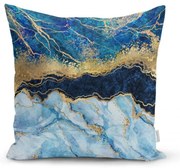 Față de pernă Minimalist Cushion Covers Marble With Blue, 45 x 45 cm