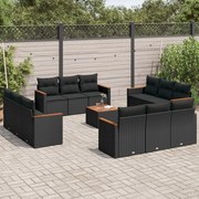 vidaXL Set mobilier de grădină cu perne, 13 piese, negru, poliratan