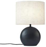 Lampă de masă Japandi neagră cu abajur din in - Timo