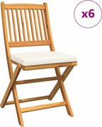 vidaXL Scaun pliant 6 pcs Alb 49 x 57.5 x 92cm Lemn masiv de acacia