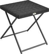 Outsunny Masuta pentru Gradina Pliabila din Ratan Sintetic si Otel, Masuta pentru Exterior Economie Spatiu 40x40x40cm, Negru
